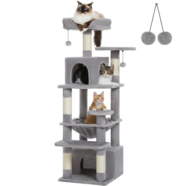 Lyxig Kattställning, Rymlig Flerplansdesign, Hållbara Sisal Klösträd,AMT0204GY-S, Som bild
