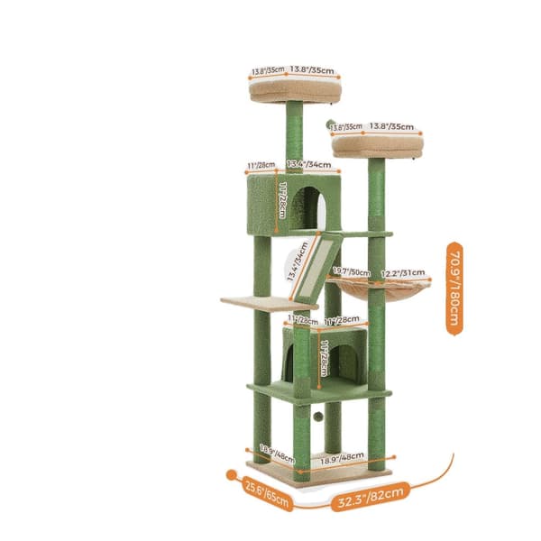 Multi-Level Kattträd, 70,9 tum högt, 6 Klösträningar,XL, AMT0239GN