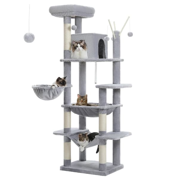 Deluxe Multi-Cat Tower Tree, 175 cm højde, 6-niveau design,som billede, AMT0240GY