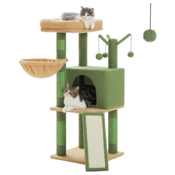 Multi-Level Kat Træ Tårn, Stor Lejlighed og Hængekøje, Sisal Kradsestolper,AMT0172GN, L