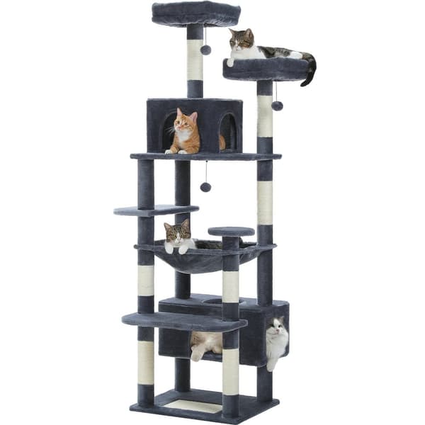 Multi-Level Katte træ, Rummelig Hængekøje, Holdbar Trækonstruktion,AMT0204DGY, XL