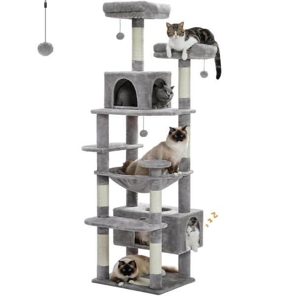Multi-Level Katte træ, Rummelig Hængekøje, Holdbar Trækonstruktion,AMT0204GY, XL