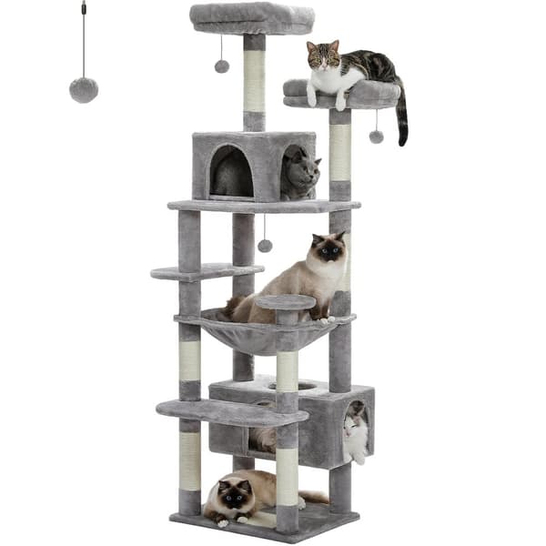 Multi-Level Katte træ, Rummelig Hængekøje, Holdbar Trækonstruktion,AMT0204GY, XL