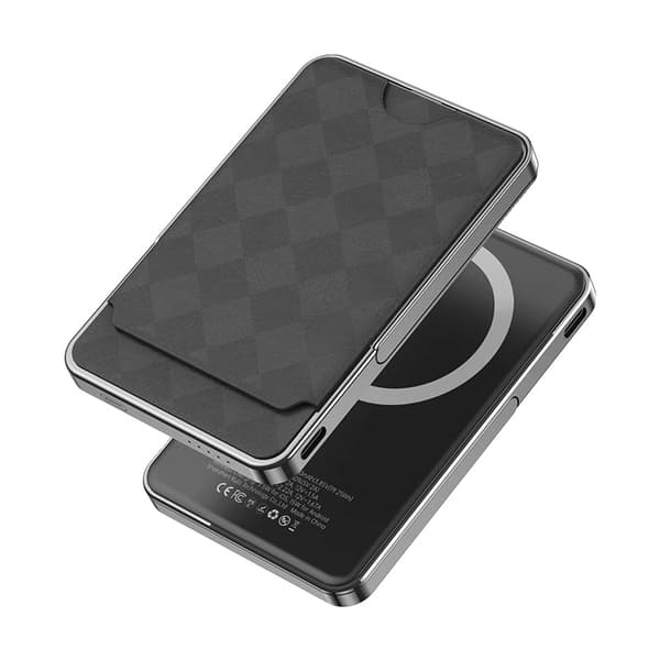 Magnettinen Power Bank 5000mAh, Nopea Lataus, Kompakti Muotoilu,5000mAh, Musta