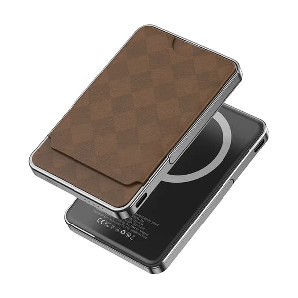 Magnettinen Power Bank 5000mAh, Nopea Lataus, Kompakti Muotoilu,5000mAh, Ruskea