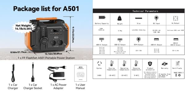 Bærbar Strømstation, 500W Kontinuerlig Udgivelse, 540Wh Kapacitet,230V EU-stikdåse
