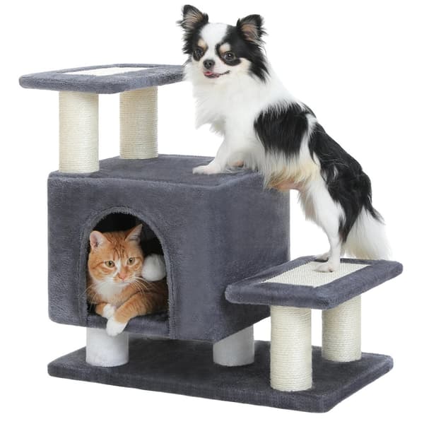 Pettrappe til hunde og katte, fler-niveau design, komfortabel lejlighed,AMT0301DGY, M