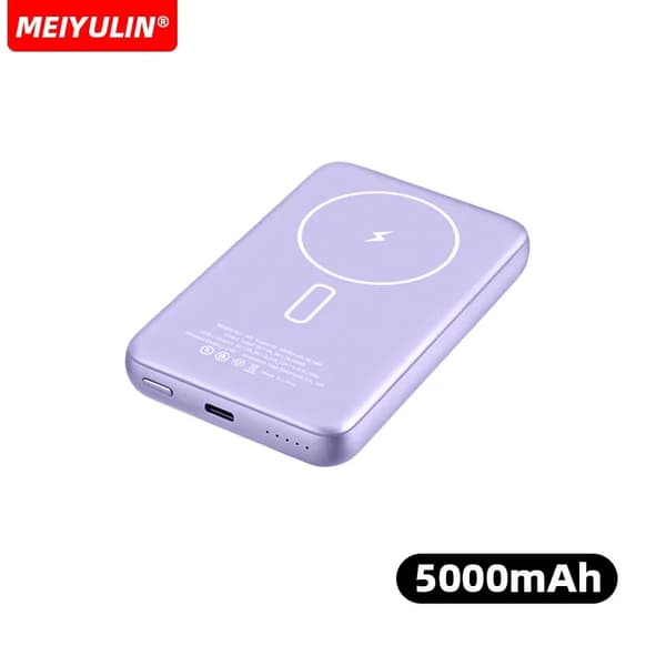 Langaton magneettinen power bank, 10000mAh kapasiteetti, nopea USB Type C -lataus,5000mAh Violetti