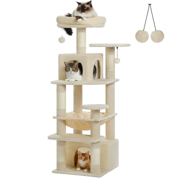 Lyxig Kattställning, Rymlig Flerplansdesign, Hållbara Sisal Klösträd,AMT0204BG-S, Som bild