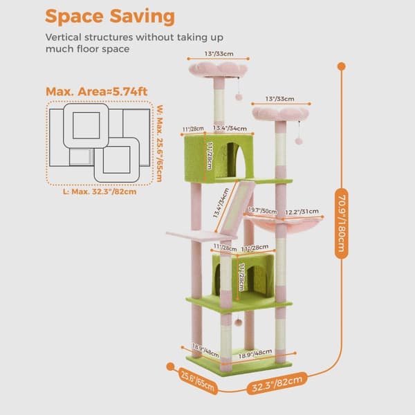 Multi-Level Katte træ, 70,9 tommer højde, 6 Kradseposter,AMT0239PK, XL