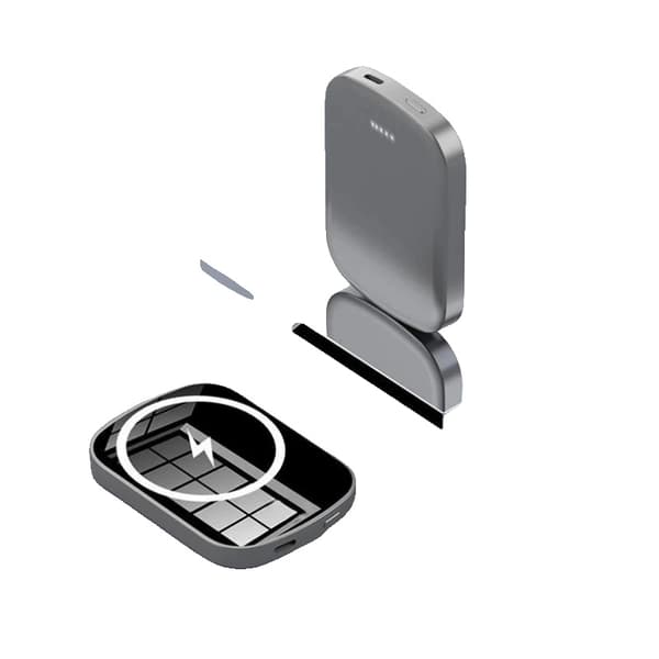Bærbar Power Bank, Dobbelt Indgangsport, 15W Maks Indgang,Grå til iPhone, 5000mAh