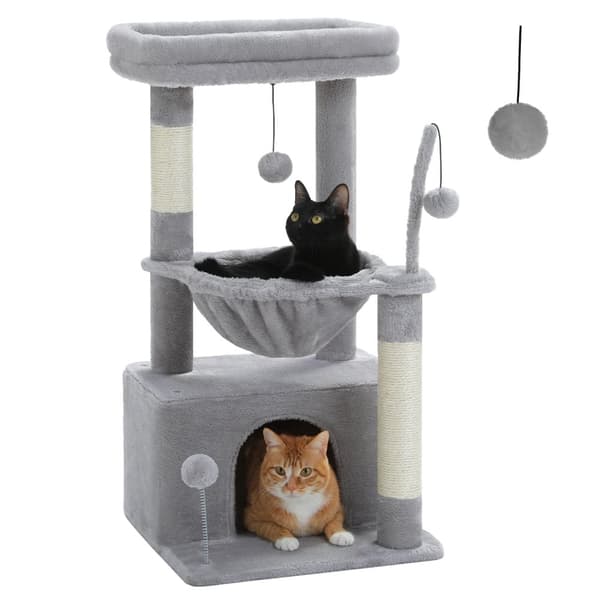 Kattträd, Tredelad Design, Träbyggnation,M, AMT0211GRY