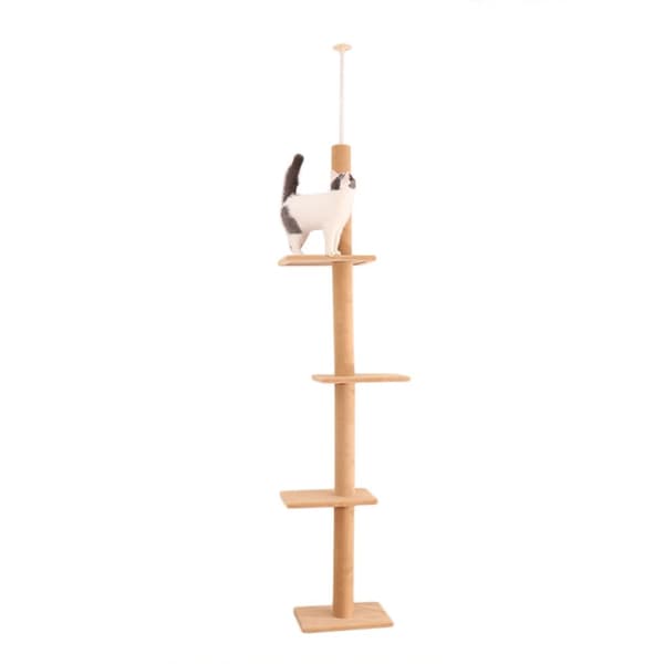 Gulv-til-loft Katte Tårn, Justerbar Højde 228CM-273CM, 5-Niveau Klatreplatform,AMT0038KK-HZ, L