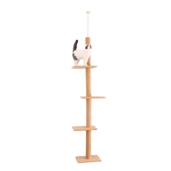 Gulv-til-loft Katte Tårn, Justerbar Højde 228CM-273CM, 5-Niveau Klatreplatform,AMT0038KK-HZ, L
