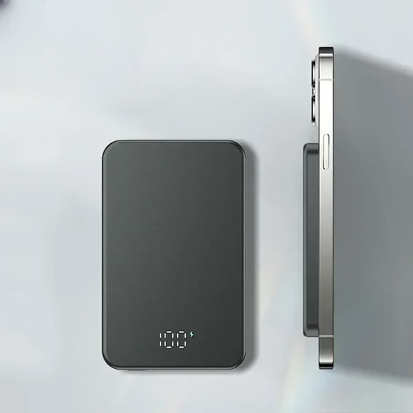 Magnettinen langaton power bank, 10000mAh kapasiteetti, USB C PD20W nopea lataus,Harmaa 10000mAh