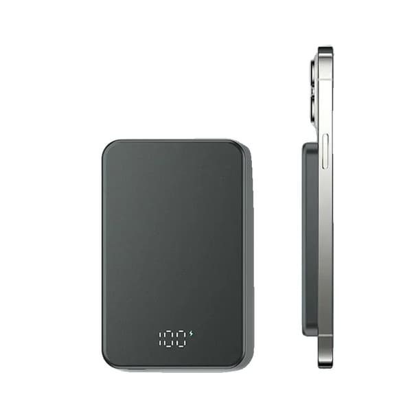 Magnettinen langaton power bank, 10000mAh kapasiteetti, USB C PD20W nopea lataus,Harmaa 10000mAh