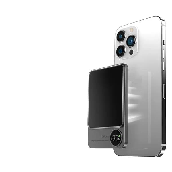 Magnetisk Power Bank, Tvåvägs Snabbladdning,En grå, 10000mAh