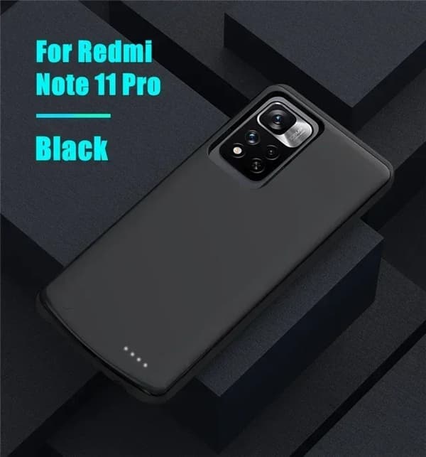 Power Case, 10000mAh kapacitet, DC 5V-2.0A indgang/udgang, kompatibel med Note 12-serien,forNote 11 Pro Sort