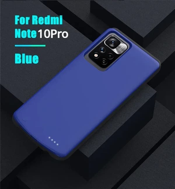 Power Case, 10000mAh kapacitet, DC 5V-2.0A indgang/udgang, kompatibel med Note 12-serien,forNote 10 Pro Blå