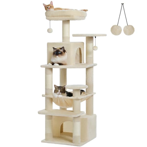 Katt Trädtorn, Rymlig Design, Hållbara Klöspelare, Bekväma Vadderade Plattformar,DSOM AVBILDADE, AMT0204BG-S