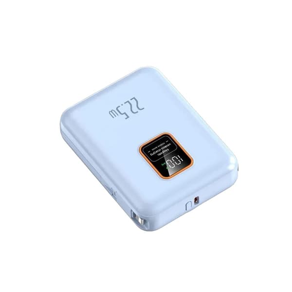 Magnetisk trådløs oplader, høj kapacitet, integrerede opladningskabler,20000mAh, Blå