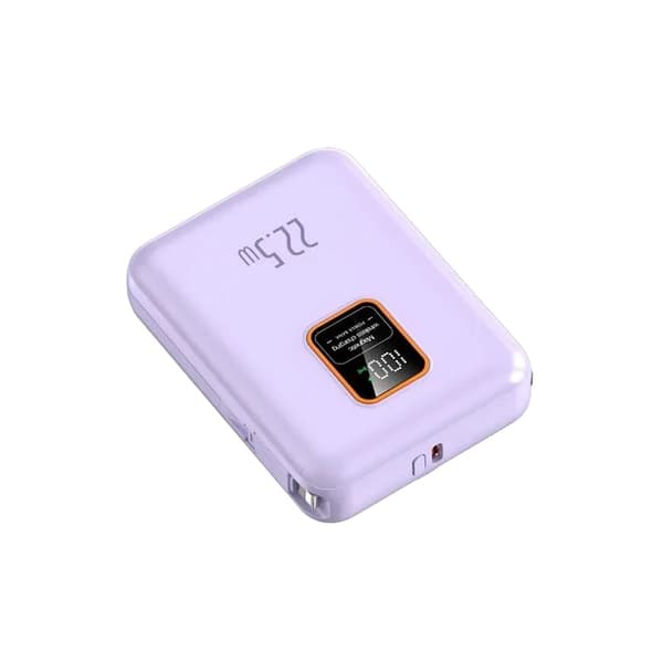 Magnetisk trådløs oplader, høj kapacitet, integrerede opladningskabler,20000mAh, Lilla