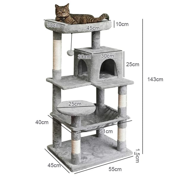 Kattträd, Kattorn, Fyra lager, Plyschsits,1