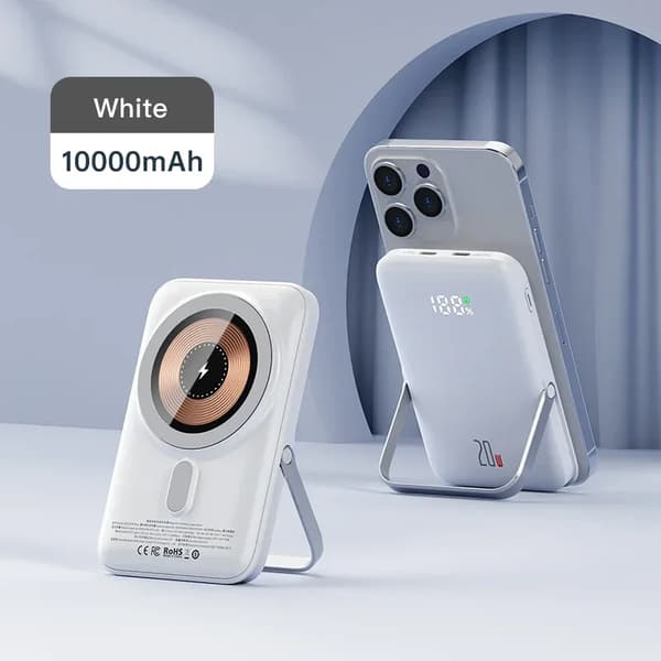 Power Bank, Langaton Lataus, Digitaalinen Näyttö, Nopea 23W Teho,10000mAh, Valkoinen-10000mAh