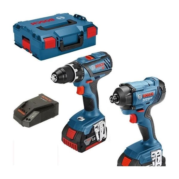 BOSCH GSR 18V-28 Drill-Driver Kit + GDR 18V-160 Impact Driver + 2 x 4,0Ah batterier - L 06019G5107