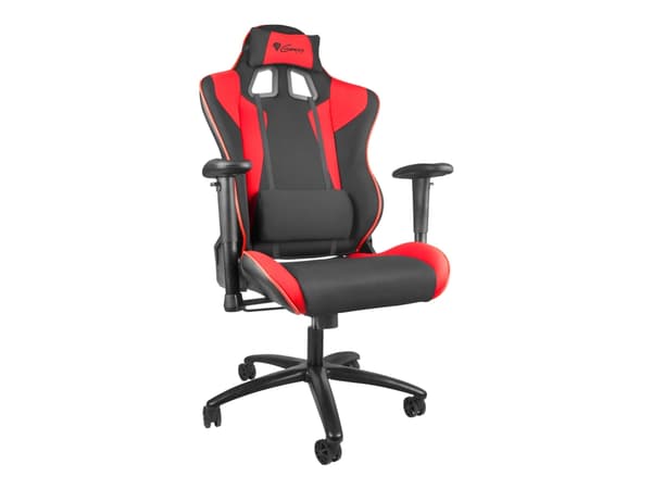 Genesis Nitro 770 (SX77) - Stol - ergonomisk - armstöd - T-formad - lutning - svängtapp - mjukt skummaterial, polyuretanläder, tyg - svart, röd