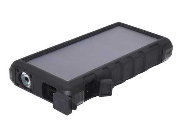 Sandberg Active Solar Powerbank 24000 - Solarstrømbank Li-Ion 24000 mAh - 3 A - Quick Charge 3.0 - 3 output-stikforbindelser (USB, USB-C) - på kabel: Svart, Grå