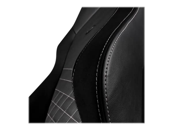 noblechairs Hero PU Leather, pehmustettu istuin, Pehmustettu selkänoja, Musta, Musta, Valkoinen, Terästä, Musta