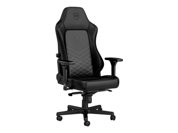 noblechairs Hero PU Leather, pehmustettu istuin, Pehmustettu selkänoja, Musta, Musta, Valkoinen, Terästä, Musta