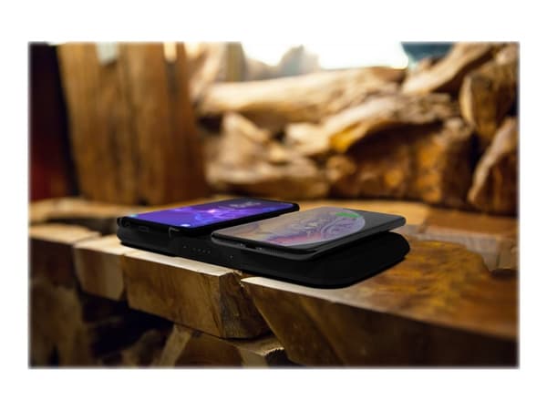 ZENS Dual Wireless Powerbank - Trådløs ladepute / nødlader - 9000 mAh - 5 watt - 2 utgangskontakter (2 x USB) Sort