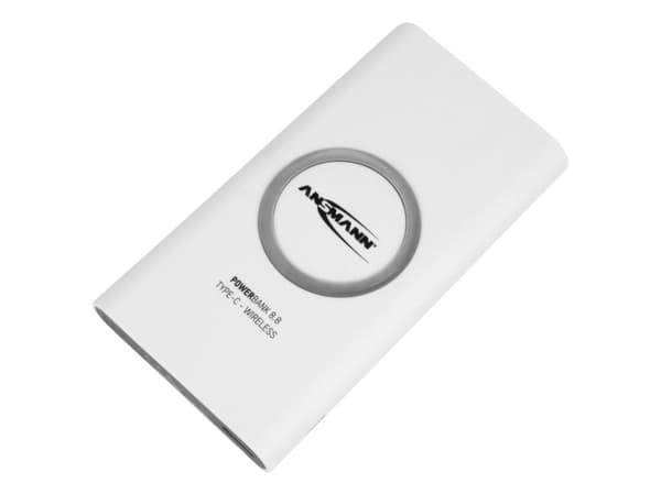 Ansmann Powerbank 8.8, 8000 mAh, Lithium Polymer (LiPo), Trådløs lading, 3,7 V, Hvit