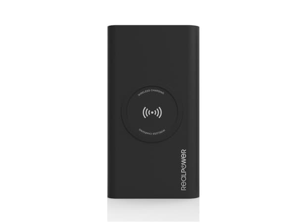 RealPower PB-8000, 8000 mAh, Langaton lataaminen, 5 V, Musta