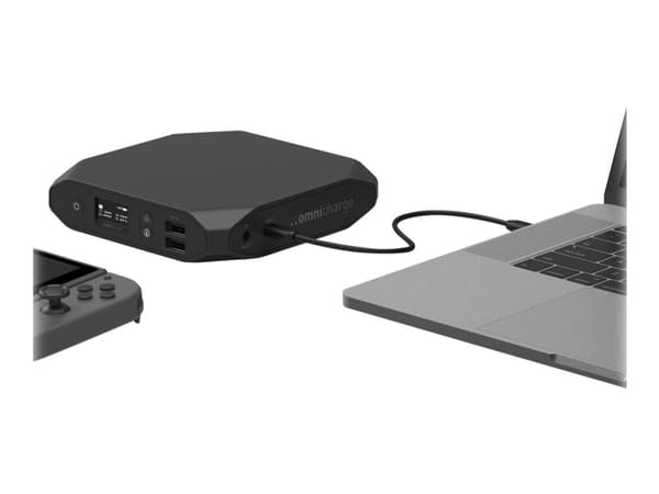 Omnicharge OMNI20+ - Strømbank - 20000 mAh - 71 Wh - 100 watt - 5 A - QC 3.0 - 5 utgangskontakter (3-pols, 5,5 x 2,1 mm DC-jakk, 2 x USB, 18-stifts U