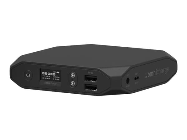 Omnicharge OMNI20+ - Strømbank - 20000 mAh - 71 Wh - 100 watt - 5 A - QC 3.0 - 5 utgangskontakter (3-pols, 5,5 x 2,1 mm DC-jakk, 2 x USB, 18-stifts U