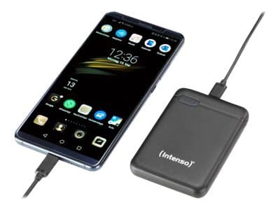 Intenso XS10000 - Strømbank - 10000 mAh - 3.1 A - 2 utgangskontakter (USB, 24 pin USB-C) - svart Sort