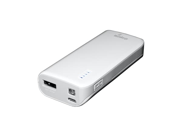 MediaRange Mobile Charger - Strömförsörjningsbank - 5200 mAh - 2.1 A (USB) - på kabel: Micro-USB - grå, vit