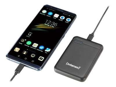 Intenso Powerbank XS5000 - Strömförsörjningsbank - 5000 mAh - 2.1 A - 2 utdatakontakter (USB, 24 pin USB-C) - på kabel: USB-C - svart