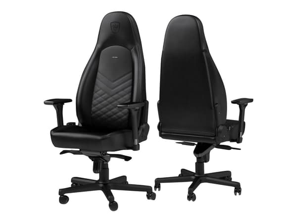 noblechairs ICON, pehmustettu istuin, Pehmustettu selkänoja, Musta, Musta, Tekonahka, Vaahto, Tekonahka, Vaahto