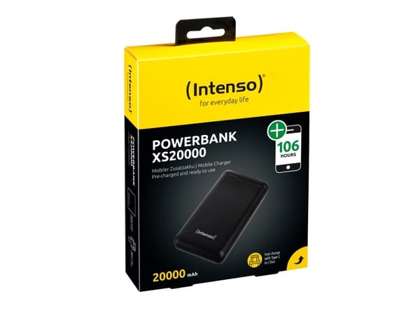 Intenso XS20000 - Strømbank - 20000 mAh - 3.1 A - 2 utgangskontakter (USB, 24 pin USB-C) - svart