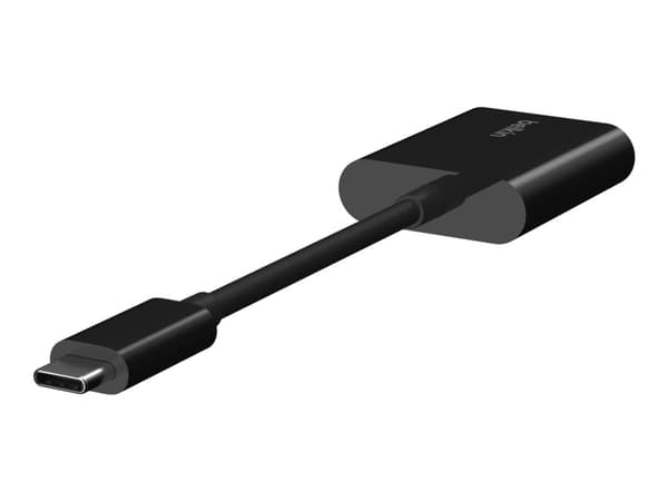 Belkin Connect Audio + Charge - USB-C til USB-C hodetelefoner / ladeadapter - 24 pin USB-C hann til 24 pin USB-C hunn - 14 m - svart - USB Power Deli