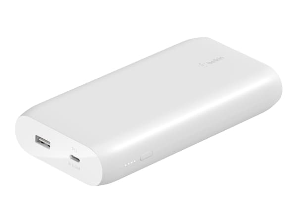 Belkin BoostCharge - Strømbank - 20000 mAh - 30 watt - Fast Charge, PD - 2 utgangskontakter (USB, 24 pin USB-C) - hvit