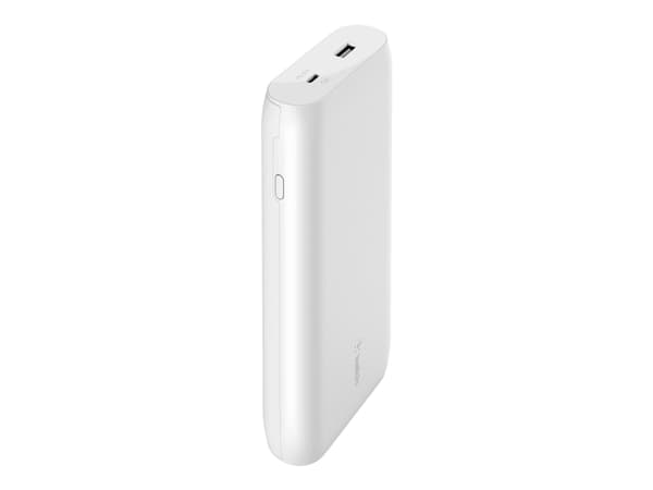 Belkin BoostCharge - Strømbank - 20000 mAh - 30 watt - Fast Charge, PD - 2 utgangskontakter (USB, 24 pin USB-C) - hvit Hvit
