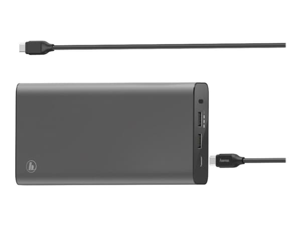 Hama Universal Power Pack - Ekstern batteripakke - Li-Ion - 26800 mAh - 60 watt - 2 utgangskontakter (USB) - på kabel: USB-C - antrasitt Antrasitt