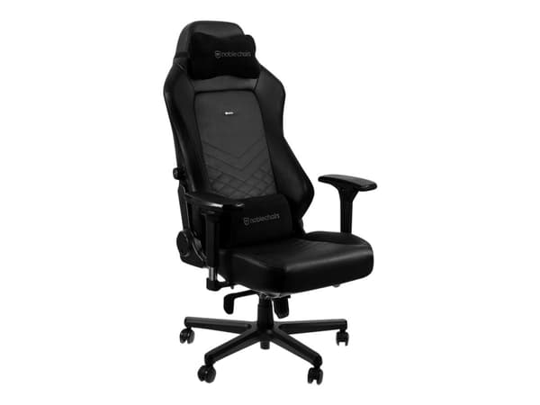 Noblechairs Hero - Stol - ergonomisk - armlener - T-formet - tipping - roterende - polyuretanlær, stålramme - svart