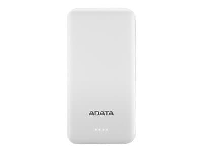 ADATA T10000 - Strømbank - 10000 mAh - 2 A - 2 utgangskontakter (USB) - hvit
