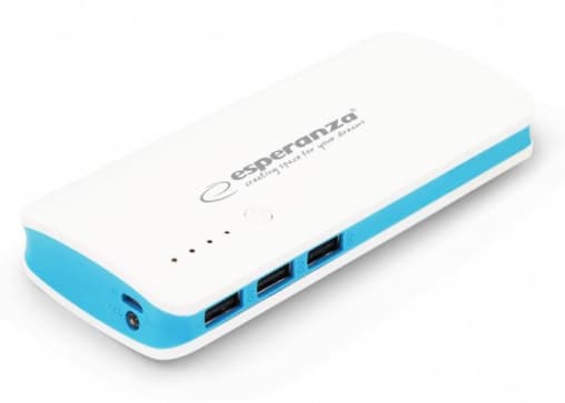Esperanza EMP106W - Strømbank - 8000 mAh - 2 A - 3 utgangskontakter (USB) - på kabel: Micro-USB - hvit